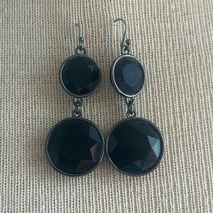 Black and silver dangle earrings